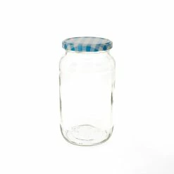 Null 12er Set Rundglas 1062 Ml To 82 Blau Karierter Deckel Incl. Diamant Gelierzauber Rezeptheft