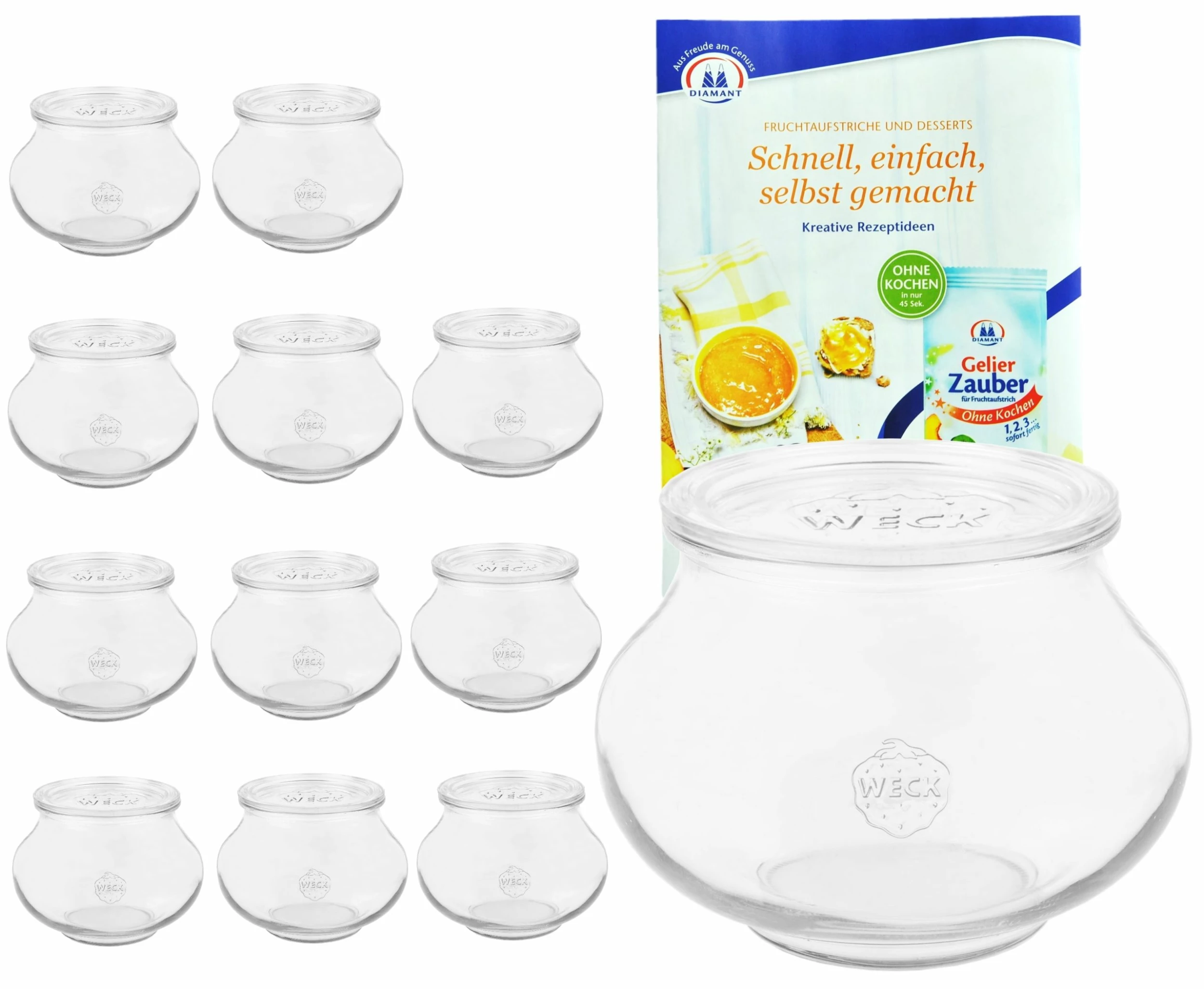 Null 36er Set Weck Gläser 220ml Schmuckgläser, 1/4L Sturzgläser Mit 36 Glasdeckeln Inkl. Gelierzauber Rezeptheft Von Diamantzucker 6 Null 36er Set Weck Gläser 220ml Schmuckgläser, 1/4L Sturzgläser Mit 36 Glasdeckeln Inkl. Gelierzauber Rezeptheft Von Diamantzucker – Bild 4