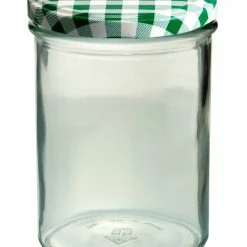 Null 12er Set Sturzglas 435 Ml Marmeladenglas Einmachglas Einweckglas To 82 Grün Karierter Deckel Incl. Diamant-Zucker Gelierzauber Rezeptheft
