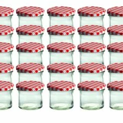Null CAPCRO 25er Set Sturzglas 125 Ml Marmeladenglas Einmachglas Einweckglas To 66 Rot Karierter Deckel