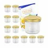Null 12er Set Sturzglas 125 Ml Marmeladenglas Einmachglas Einweckglas To 66 Goldener Deckel Incl. Diamant-Zucker Gelierzauber Rezeptheft