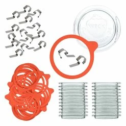 Null Weck-Einkoch-Set - 24 Glasdeckel 80 Mm + 24 Einkochringe 80 Mm + 48 Weck-Klammern Incl. Gelierzauber Rezeptheft Von Diamantzucker