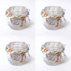 Null Drahtbügelglas Einkochglas Einweckglas 500 Ml [4 Stück] Einmachglas Eckig