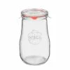 Null Weck Glas 2700ml Tulpenglas, 2,5L Sturzglas Mit Glasdeckel, Einkochring Und 2 Klammern Inkl. Gelierzauber Rezeptheft Von Diamantzucker