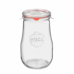 Null Weck Glas 2700ml Tulpenglas, 2,5L Sturzglas Mit Glasdeckel, Einkochring Und 2 Klammern Inkl. Gelierzauber Rezeptheft Von Diamantzucker